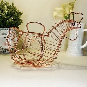 Vintage Copper Chicken Egg Basket
